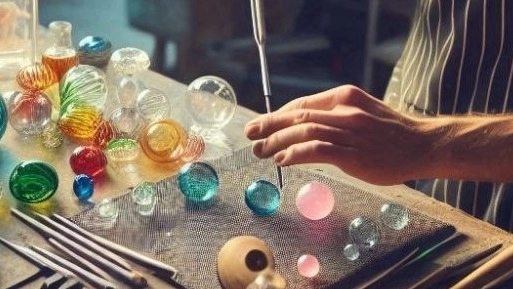 How are glass sculptures created with direct heat?